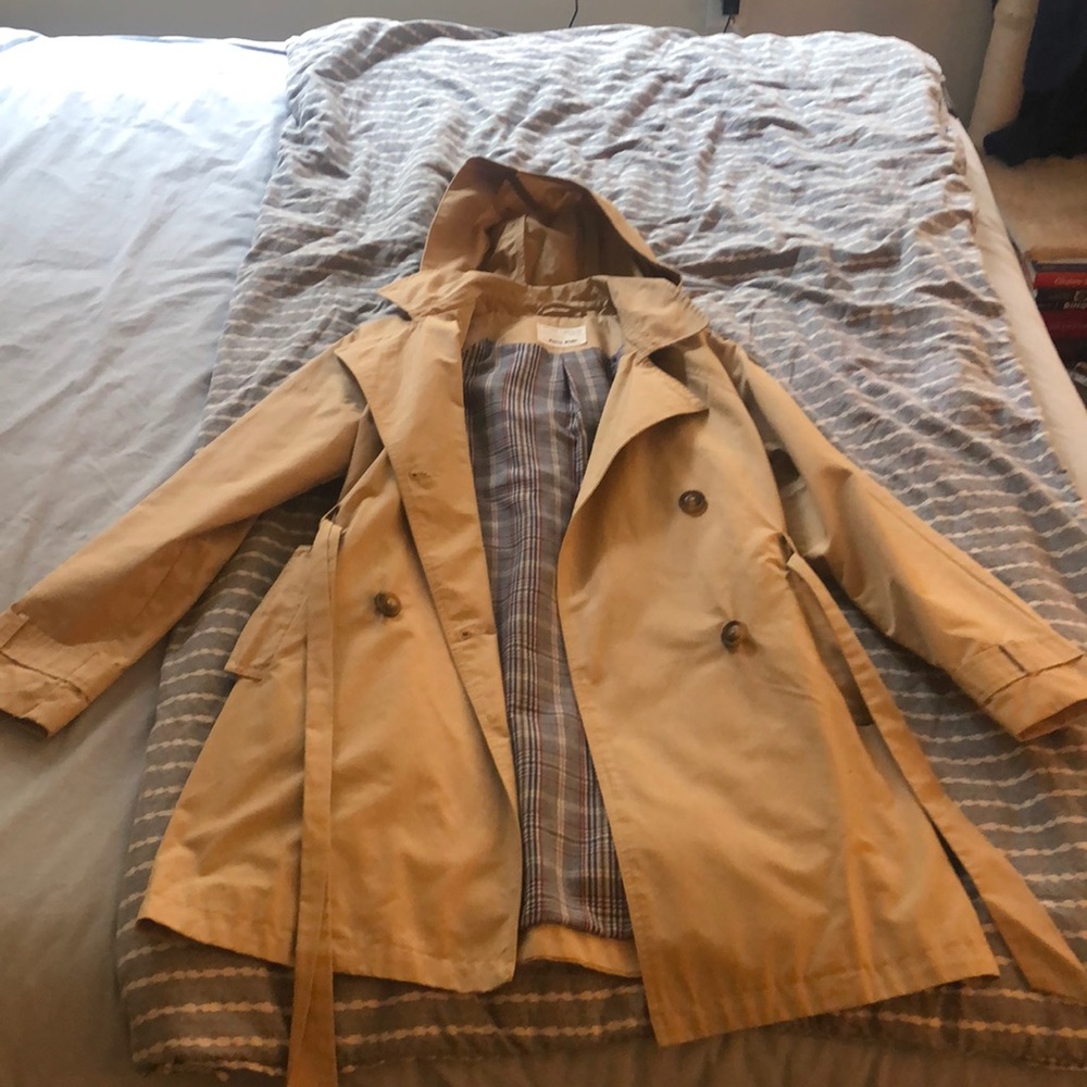 Zara Kids hooded tan trench coat, age 11 to 12